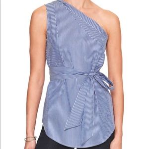 BR blue stripe one shoulder top